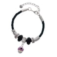 thumbnail image 1 of Delight Jewelry Goldtone Wide Black Dots on Purple Spinner Godmother Celtic Knot Leather Bead Bracelet, 7"+2" Extender, 1 of 4