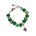 thumbnail image 1 of Delight Jewelry Goldtone Wide Black and Purple Animal Striped Print Spinner - Green Irish Luck Bead Charm Bracelet, 7.5", 1 of 4