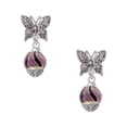 thumbnail image 1 of Delight Jewelry Goldtone Wide Black and Purple Animal Striped Print Spinner Silvertone Antiqued Butterfly Post Earrings, 1 of 4