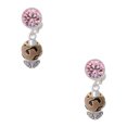 thumbnail image 1 of Delight Jewelry Goldtone Wide Tan Cheetah Print Spinners Pink Crystal Clip on Earrings, 1 of 5