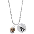 thumbnail image 1 of Delight Jewelry Goldtone Wide Tan Cheetah Print Spinners Silvertone Script Initial Disc - & - Charm Necklace, 20"+3", 1 of 4