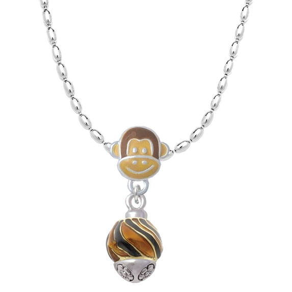 Delight Jewelry Goldtone Wide Translucent Tiger Print Spinner Mia Monkey Charm Necklace