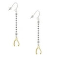 thumbnail image 1 of Delight Jewelry Goldtone Wishbone - Silver-tone Long Sparkle Dangle French Earrings, 1 of 4