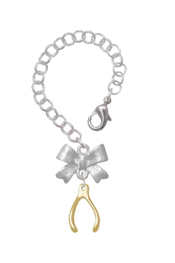 Goldtone Wishbone - Silvertone Bow Charm Accessory for Tumblers and Thermal Cups