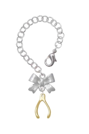 Goldtone Wishbone - Silvertone Bow Charm Accessory for Tumblers and Thermal Cups