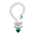 thumbnail image 1 of Delight Jewelry Green Crystal Heart - Silvertone Bow Charm Accessory for Tumblers and Thermal Cups, 1 of 4