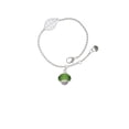 thumbnail image 1 of Delight Jewelry Green Faceted Glass Spinner - Silvertone Leaf Delicate Bracelet, 6.25+1.75", 1 of 4