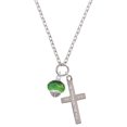 thumbnail image 1 of Delight Jewelry Green & Yellow Faceted Glass Spinner Everlasting Love Engraved Cross Zoey Necklace, 28", 1 of 4