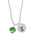 thumbnail image 1 of Delight Jewelry Green & Yellow Faceted Glass Spinner Silvertone Script Initial Disc - I - Charm Necklace, 20"+3", 1 of 4