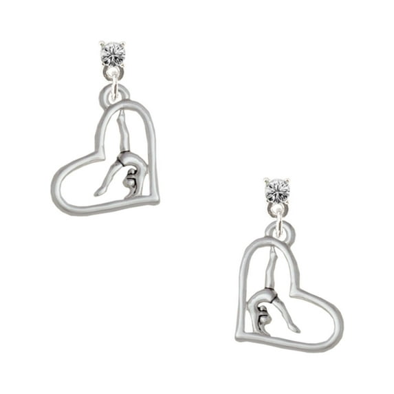 Delight Jewelry Gymnast in Heart Clear Crystal Post Earrings