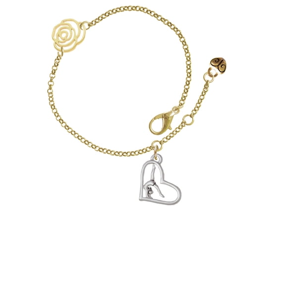 Delight Jewelry Gymnast in Heart Gold-tone Rose Link Chain Bracelet, 6.25"+1.75" Extender