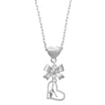 thumbnail image 1 of Delight Jewelry Gymnast in Heart Silver tone Bow Heart Necklace, 1 of 4