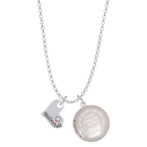 Delight Jewelry Heart with ''Volleyball'' and AB Crystal To the World You are a Mother Locket Necklace