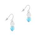 thumbnail image 1 of Delight Jewelry Hot Blue Crystal Heart Silvertone Leaf French Earrings, 1 of 5