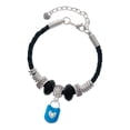 thumbnail image 1 of Delight Jewelry Hot Blue Enamel Lock with Clear Crystals Niece Celtic Knot Leather Bead Bracelet, 7"+2" Extender, 1 of 4