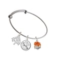 thumbnail image 1 of Delight Jewelry Hot Orange Hibiscus Flowers Spinner Silvertone Let Things Go Tree Charm Bangle Bracelet, 1 of 4
