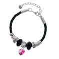 thumbnail image 1 of Delight Jewelry Hot Pink Crystal Heart Grandmother Celtic Knot Leather Bead Bracelet, 7"+2" Extender, 1 of 4