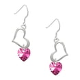 thumbnail image 1 of Delight Jewelry Hot Pink Crystal Heart Open Heart French Earrings, 1 of 4