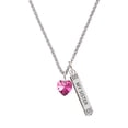 thumbnail image 1 of Delight Jewelry Hot Pink Crystal Heart Silvertone Always My Sister Bar Charm Necklace, 23", 1 of 4