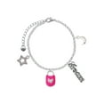 thumbnail image 1 of Delight Jewelry Hot Pink Enamel Lock with Clear Crystals Silvertone Dream Big Charm Bracelet, 7.5+2" Extender, 1 of 4