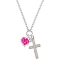 thumbnail image 1 of Delight Jewelry Hot Pink Giraffe Print Heart with Nurse Hat I Have Plans for You Engraved Cross Zoey Necklace, 28", 1 of 4