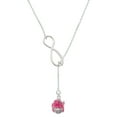 thumbnail image 1 of Delight Jewelry Hot Pink Hibiscus Flowers Spinner Silver tone Elegant Infinity Lariat Necklace, 1 of 4