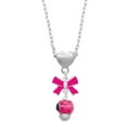thumbnail image 1 of Delight Jewelry Hot Pink Ladybug Spinner Hot Pink Bow Heart Necklace, 1 of 4