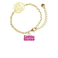 thumbnail image 1 of Delight Jewelry Hot Pink ''Little Sister'' with Heart Gold-tone Flower Link Chain Bracelet, 6.75"+2" Extender, 1 of 4