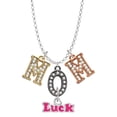 thumbnail image 1 of Delight Jewelry Hot Pink ''Luck'' with Heart Multi-Colored Crystal Mom Charm Necklace, 1 of 5