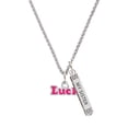 thumbnail image 1 of Delight Jewelry Hot Pink ''Luck'' with Heart Silvertone Always My Sister Bar Charm Necklace, 23", 1 of 4