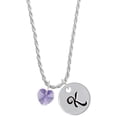 thumbnail image 1 of Delight Jewelry Hot Purple Crystal Heart Silvertone Script Initial Disc - K - Charm Necklace, 20"+3", 1 of 4