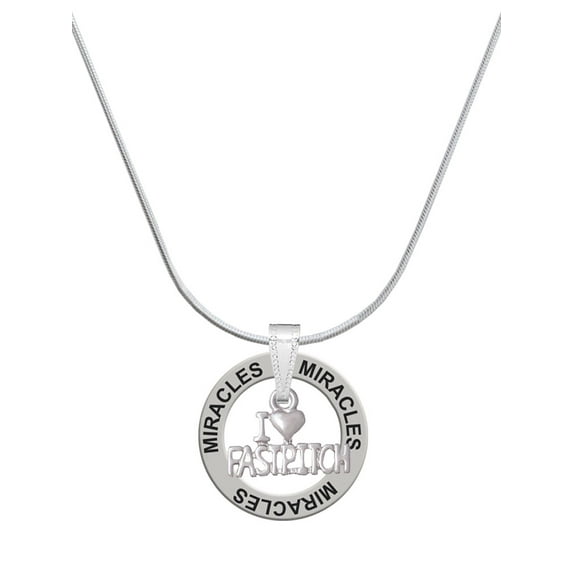 Delight Jewelry I 'Heart' Fastpitch Miracles Ring Charm Necklace, 18"
