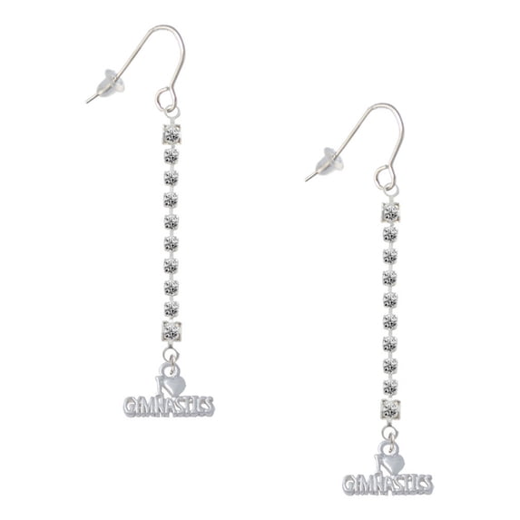 Delight Jewelry I 'Heart' Gymnastics - Silver-tone Long Sparkle Dangle French Earrings