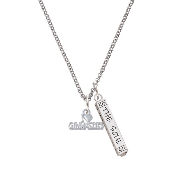 Delight Jewelry I 'Heart' Gymnastics Silvertone Hope Anchors the Soul Bar Charm Necklace, 23"