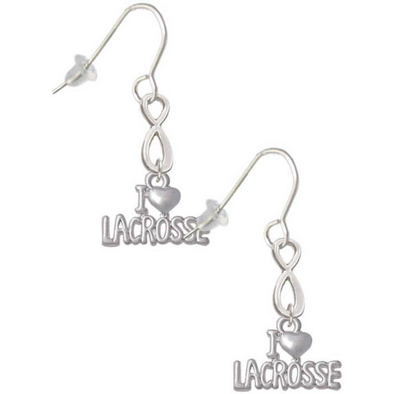Delight Jewelry I 'Heart' Lacrosse Silver tone Infinity French Earrings