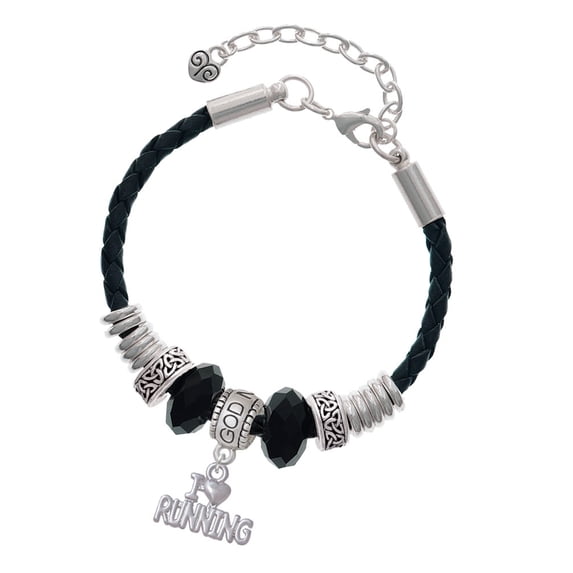 Delight Jewelry I 'Heart' Running Godmother Celtic Knot Leather Bead Bracelet, 7"+2" Extender