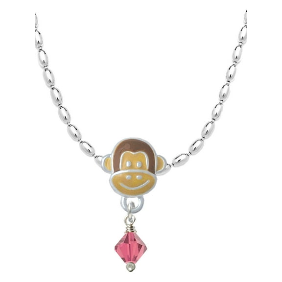 Delight Jewelry Indian Pink Crystal Bicone Mia Monkey Charm Necklace