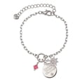 thumbnail image 1 of Delight Jewelry Indian Pink Crystal Bicone Silvertone Discover Dream Explore Zoey Charm Bracelet, 6.5+2" Extender, 1 of 4