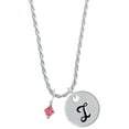 thumbnail image 1 of Delight Jewelry Indian Pink Crystal Bicone Silvertone Script Initial Disc - I - Charm Necklace, 20"+3", 1 of 4