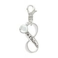 thumbnail image 1 of Delight Jewelry Je T'aime Infinity Sign - Silvertone Clip on Charm with Clear Crystal Drop, 1 of 4
