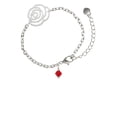 thumbnail image 1 of Delight Jewelry July - Red Crystal Bicone Silver-tone Flower Link Chain Bracelet, 6.75"+2" Extender, 1 of 4