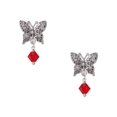 thumbnail image 1 of Delight Jewelry July - Red Crystal Bicone Silvertone Antiqued Butterfly Post Earrings, 1 of 4