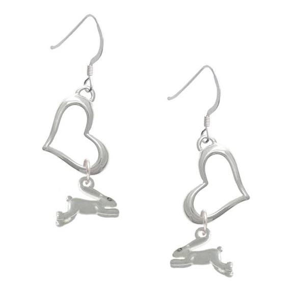 Delight Jewelry Leaping Rabbit Open Heart French Earrings