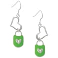 thumbnail image 1 of Delight Jewelry Lime Green Enamel Lock with Clear Crystals Open Heart French Earrings, 1 of 4