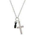 thumbnail image 1 of Delight Jewelry Little Black Dress Be Strong and Courageous Engraved Cross Zoey Necklace, 28", 1 of 4