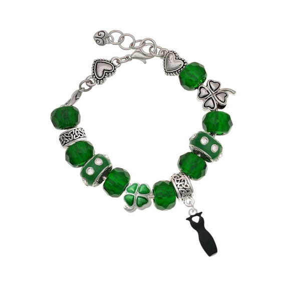 Delight Jewelry Little Black Dress - Green Irish Luck Bead Charm Bracelet, 7.5"