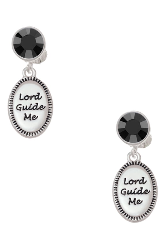 Lord Guide Me Black Crystal Clip on Earrings