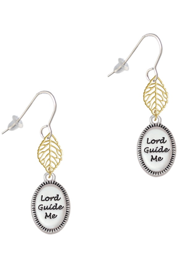 Lord Guide Me Goldtone Leaf French Earrings