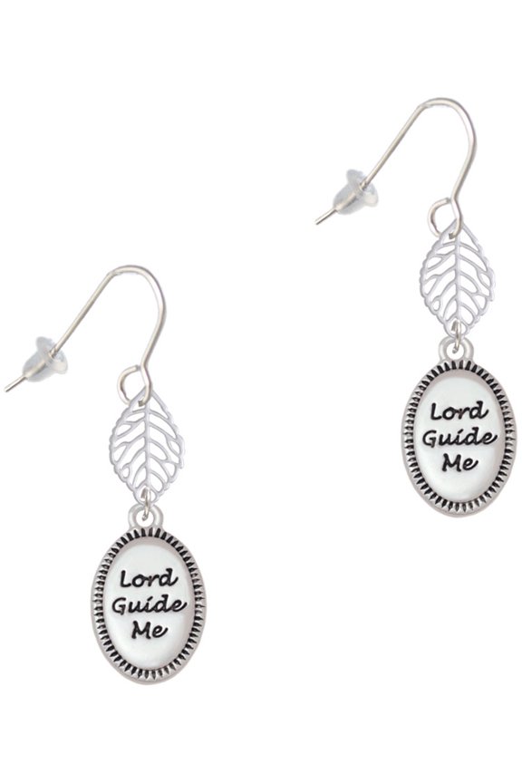 Lord Guide Me Silvertone Leaf French Earrings