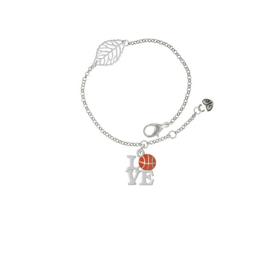 Delight Jewelry Love with Basketball - Silvertone Leaf Delicate Bracelet, 6.25+1.75"